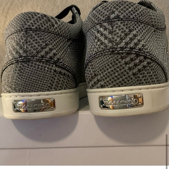 Jimmy Choo Prince of Stars Glitter Fashion Sneakers in Silver size 8 - Picture 9 of 14